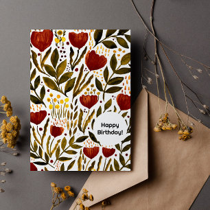 Burnt Orange Botanisches Glück Geburtstag Feiertagskarte