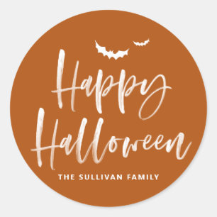 Burnt Orange Brush Lettering Halloween Vielen Dank Runder Aufkleber