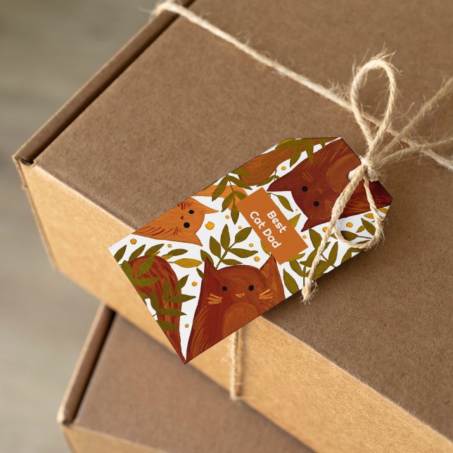 Burnt orange cat and branches Best cat dad Geschenkanhänger (Von Creator hochgeladen)