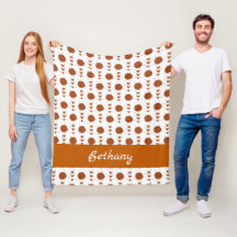 Burnt Orange Cheerleader Pom Poms & Hearts Muster