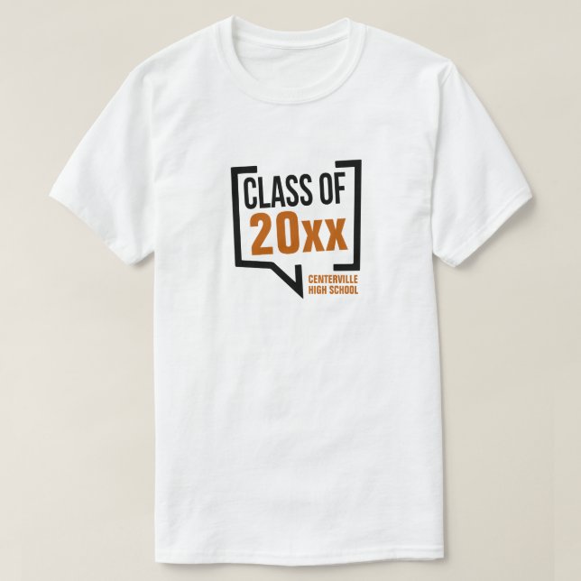 Burnt Orange Class Year Speech Bubble T-Shirt (Design vorne)