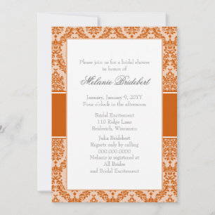 Burnt Orange Damask Bridal Dusche Einladung