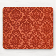 Burnt Orange Damask Mousepad