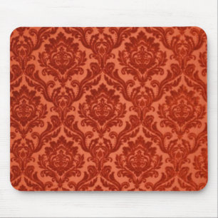 Burnt Orange Damask Mousepad