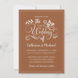 Burnt Orange Decorative Hochzeitkalligrafie Einladung