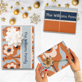 Burnt Orange Egg Blume Individuelle Name Geschenkpapier Set