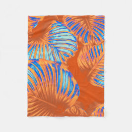 Burnt Orange & Electric Blue Tropical Blätter Fleecedecke