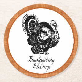 Burnt Orange Erntedank Runder Pappuntersetzer