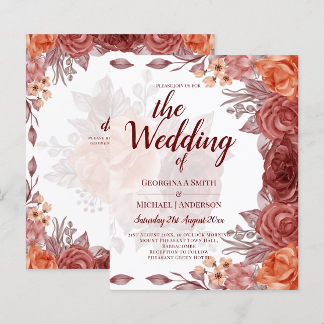 Burnt Orange FALL Botanische WEDD (Vorne/Hinten)