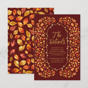 Burnt Orange Fall Rustikale Blätter Hochzeitsdetai Begleitkarte