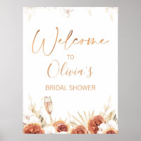 Burnt Orange Floral Boho Brautparty Willkommen