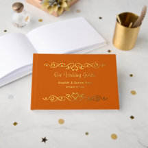 Burnt Orange Floral Gold Foil Wedding