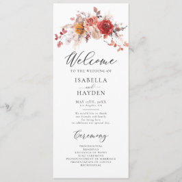 Burnt Orange Floral Rustic Herbst Herbsthochzeit Programm