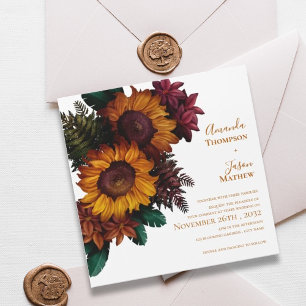 Burnt Orange Floral Rustikale Hochzeit im Herbst E Magnetkarte