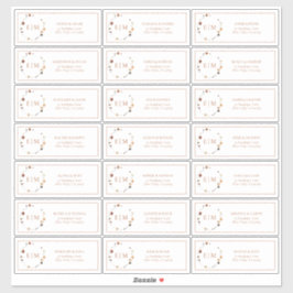 Burnt Orange Floral Wappen Monogram Guest Address Aufkleber