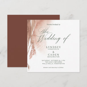 Burnt Orange Forest Green Watercolor Hochzeit Einladung