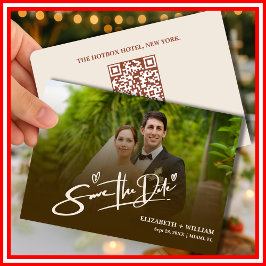 Burnt Orange Foto QR Code Elegante Hochzeit Save The Date
