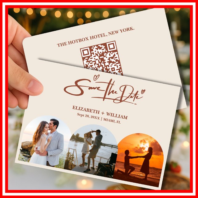 Burnt Orange Foto QR Code Elegante Hochzeit Save The Date (Von Creator hochgeladen)