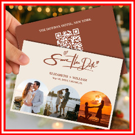 Burnt Orange Foto QR Code Elegante Hochzeit Save The Date