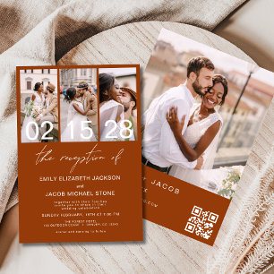 Burnt Orange Foto QR Code Hochzeit Minimalistisch Einladung
