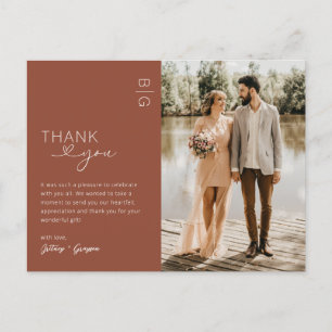 Burnt Orange Foto Wedding Danke Postcard Postkarte