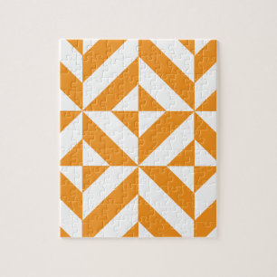 Burnt Orange Geometric Deko Cube Pattern