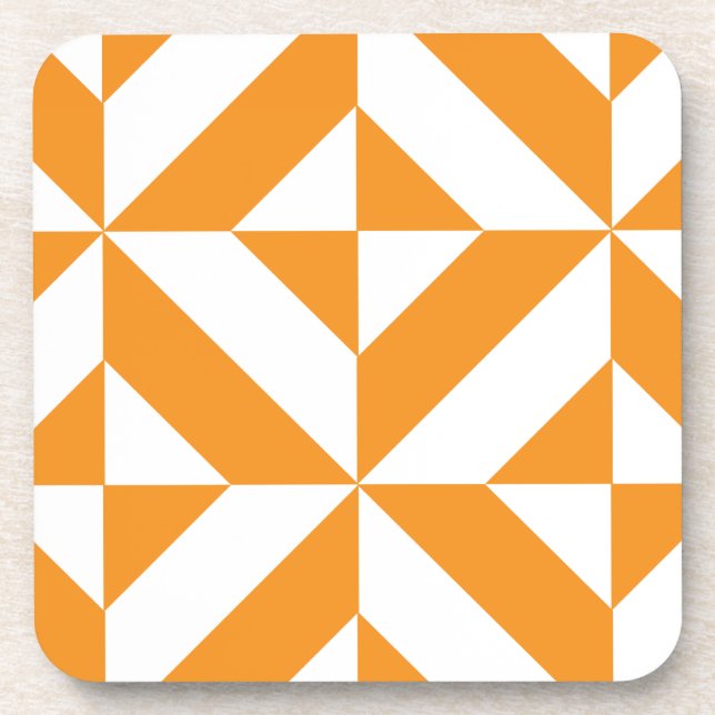 Burnt Orange Geometric Deko Cube Pattern Getränkeuntersetzer (Vorderseite)