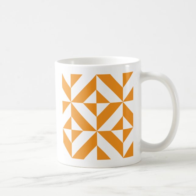 Burnt Orange Geometric Deko Cube Pattern Kaffeetasse (Rechts)