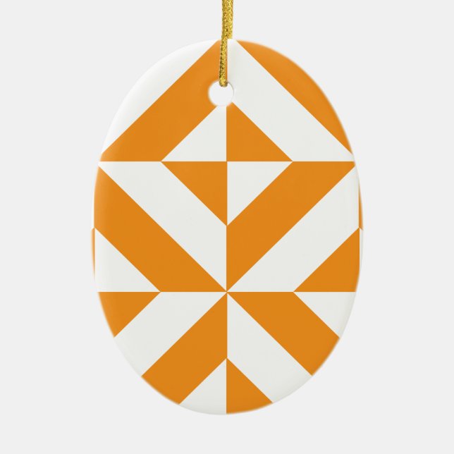 Burnt Orange Geometric Deko Cube Pattern Keramik Ornament (Vorne)