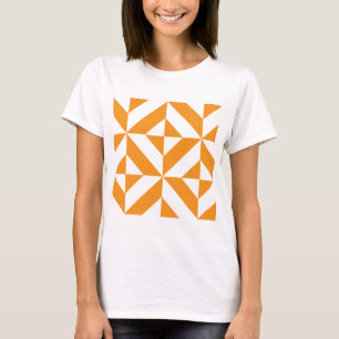 Burnt Orange Geometric Deko Cube Pattern T-Shirt