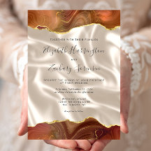 Burnt Orange Gold Agate Ivory Silk Wedding