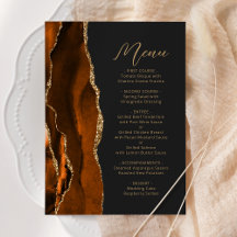 Burnt Orange Gold Agate Moderne Skriptdunkle Hochz