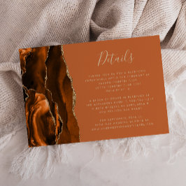 Burnt Orange Gold Agate Wedding Details Begleitkarte