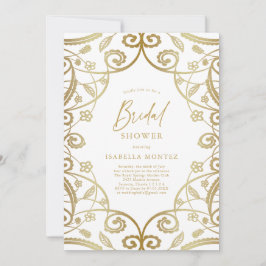Burnt Orange Gold Floral Lace Brautparty Einladung