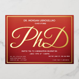 Burnt Orange Gold PhD Abschluss Folieneinladung