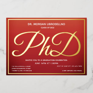 Burnt Orange Gold PhD Abschluss Folieneinladung