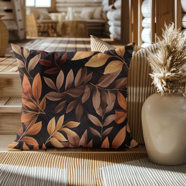 Burnt Orange Golden Yellow Brown Leaves Autumn Kissen (Von Creator hochgeladen)