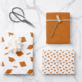 Burnt Orange Graduation Cap Toss Geschenkpapier Set