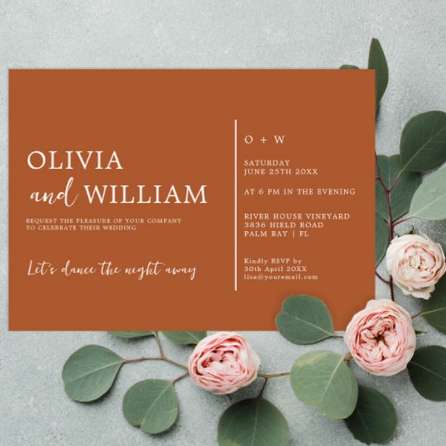 Burnt Orange-handgeschriebene Hochzeitseinladung Einladung (Von Creator hochgeladen)