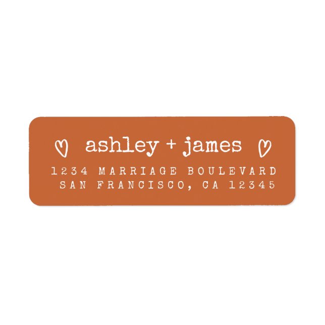 Burnt Orange Heart Couple Return Address (Vorne)