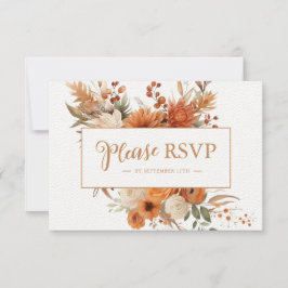 Burnt Orange Herbstblütenhochzeit Botanische Hochz RSVP Karte