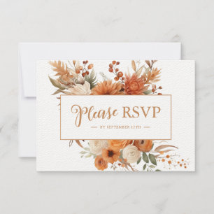 Burnt Orange Herbstblütenhochzeit Botanische Hochz RSVP Karte