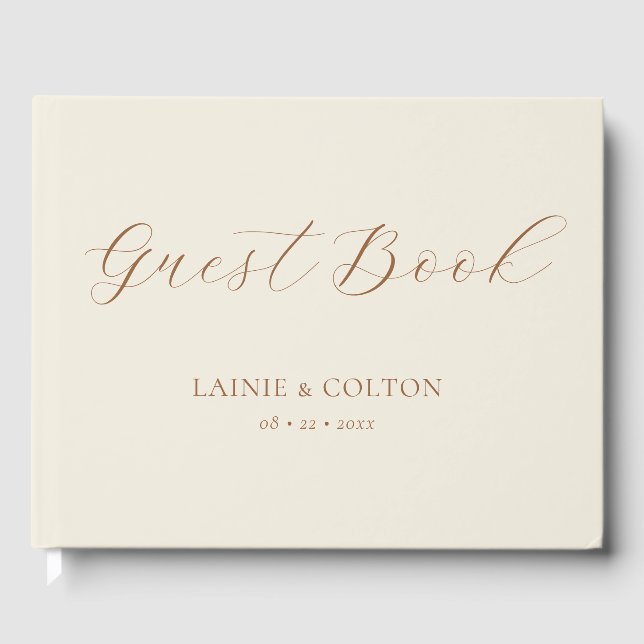 Burnt Orange & Ivory Moderne Hochzeit Gästebuch (Vorderseite)