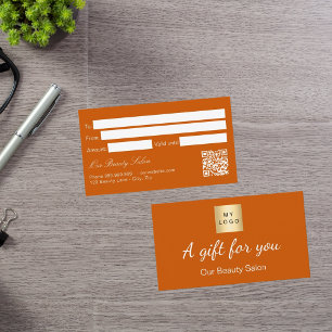 Burnt orange Logo ql Geschenkgutschein Visitenkarte