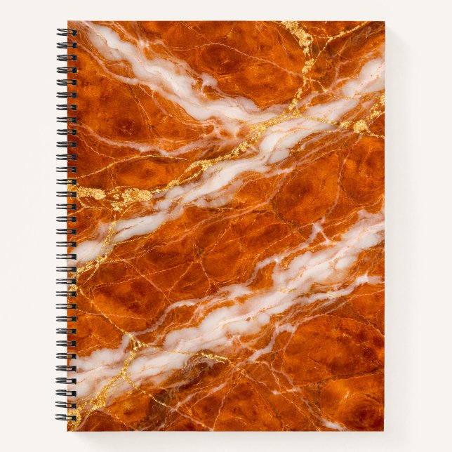 Burnt Orange Marble with White Swirls & Gold Veins Notizbuch (Vorderseite)
