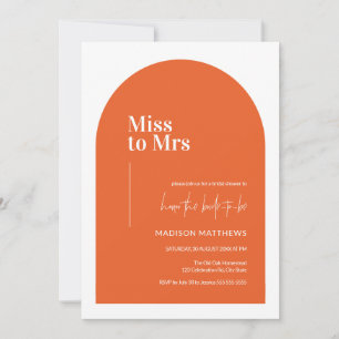Burnt Orange Minimal Arch Miss Mrs. Brautparty Einladung