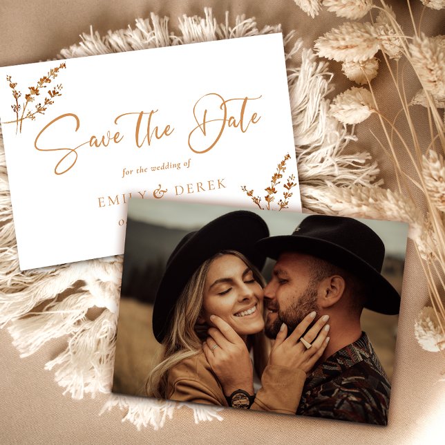 Burnt Orange Minimalist Wedding Save The Date Einladung (Von Creator hochgeladen)