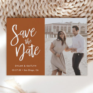 Burnt Orange Minimalistisch Foto Save the Date Ankündigung