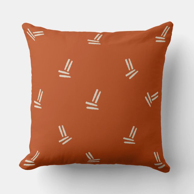 Burnt Orange mit Doppel-Linien-Kissen Kissen (Vorderseite)