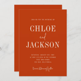 Burnt Orange Modern Bold Custom QR Code Wedding Einladung